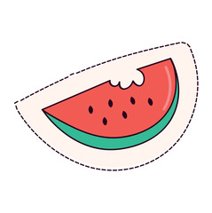Kawaii sticker of colorful set. Against a clean white background, watermelon adds a tropical touch to any design, making it perfect for summer-themed projects. Vector illustration.