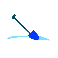 Snow shovel and snowdrift vektor icon illustation