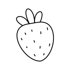 Doodle strawberry. Hand drawn vector illustration. Cute doodle style icon. Template for cards, simple logotype, menus, beautiful decorations, recipes. Graphic design element. Eps.