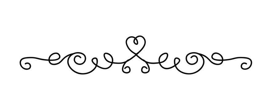 Swirly divider of black line set. This graceful curves and minimalistic design make it a versatile choice for enhancing your designs. Vector illustration.