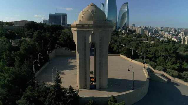 Drone view of Baku, the capital of the Republic of Azerbaijan