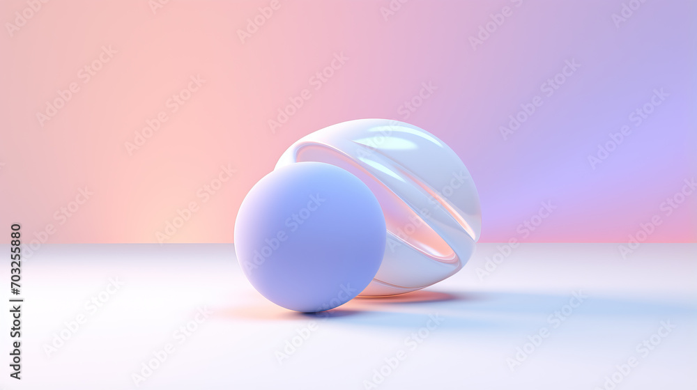 Poster 3d rendering of abstract pastel minimal sphere background