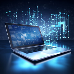 technology laptop with data analysis background