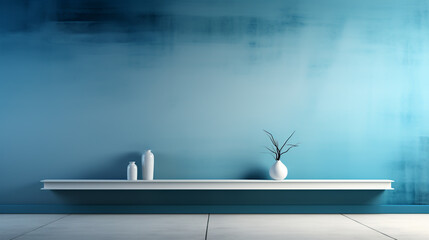 Universal minimalistic blue background for presentation. A light blue wall in the interior with...