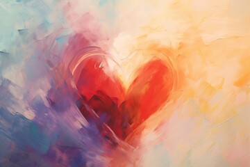 close-up shot of heart, rendered in impressionism style, copy space - generative ai - obrazy, fototapety, plakaty