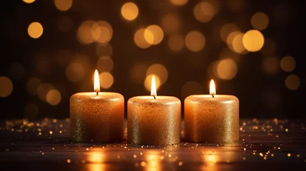 Fototapeten Candles light in advent Christmas candles bruin © Marukhsoomro