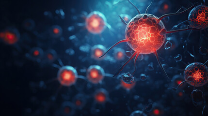 3d rendering of human cells in a dark background