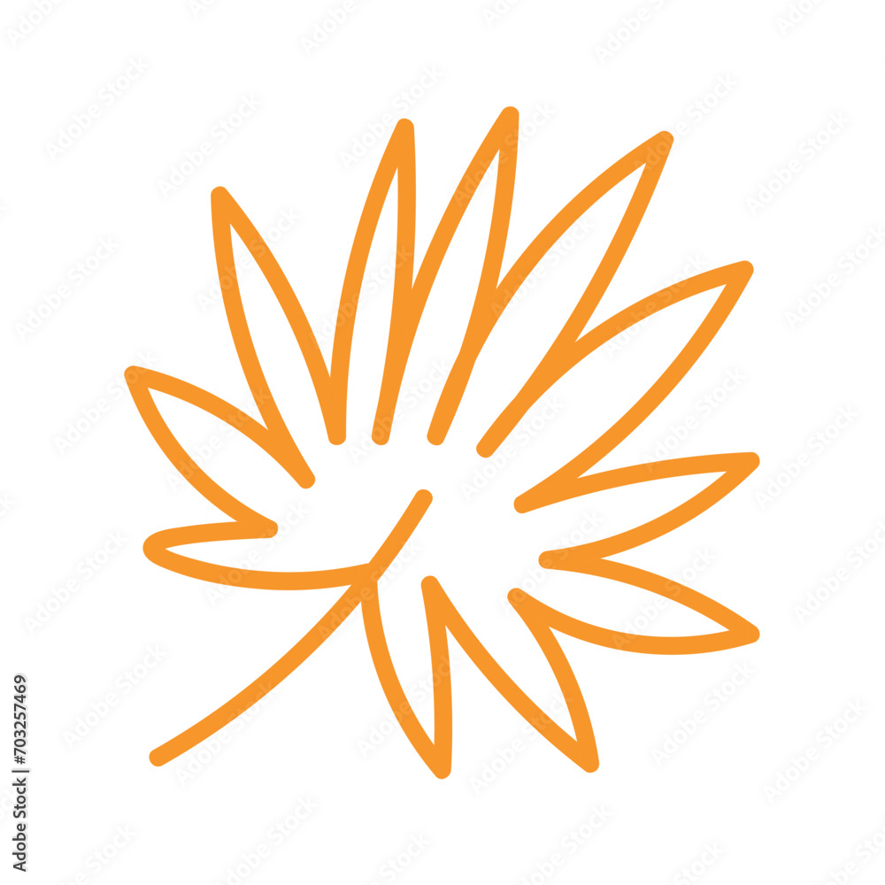 Poster summer element of set with outline design. this image features a delicate leaf against a pristine wh