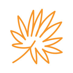 Summer element of set with outline design. This image features a delicate leaf against a pristine white background, evoking the beauty of nature in the summertime. Vector illustration.