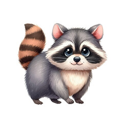 cute raccoon. watercolor illustration of a raccoon. animals.raccoon