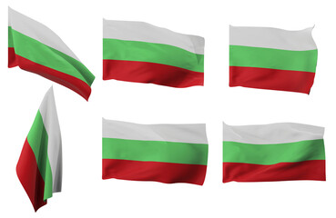 Obraz premium Large pictures of six different positions of the flag of Bulgaria