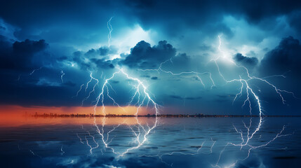 Lightning bolt on the sea