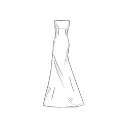A line drawn illustration of a classic taffeta high neck dress, which could be used for bridal boutiques, wedding blogs and so much more. Vectorised for a wide range of uses.