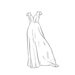 A line drawn illustration of a floaty t-shirt style dress, which could be used for bridal boutiques, wedding blogs and so much more. Vectorised for a wide range of uses.