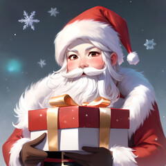 Santa Claus with a gift