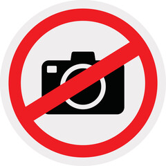 No take photo sign, No use camera sign with black camera symbol and red no sign or symbol