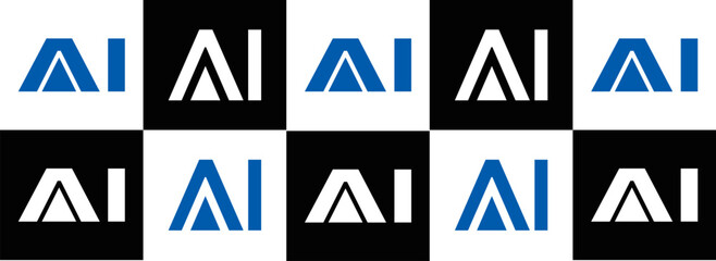 AI logo. AI set , A I design. White AI letter. AI, A I letter logo design. Initial letter AI letter logo set, linked circle uppercase monogram logo. A I letter logo vector design.	

