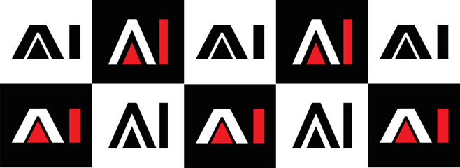 AI logo. AI set , A I design. White AI letter. AI, A I letter logo design. Initial letter AI letter logo set, linked circle uppercase monogram logo. A I letter logo vector design.	
