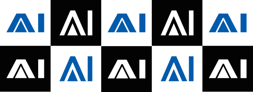 AI logo. AI set , A I design. White AI letter. AI, A I letter logo design. Initial letter AI letter logo set, linked circle uppercase monogram logo. A I letter logo vector design.	
