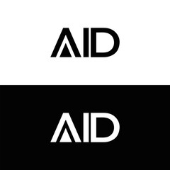 AID logo. AID set , A I D design. White AID letter. AID, A I D letter logo design. Initial letter AID letter logo set, linked circle uppercase monogram logo. A I D letter logo vector design.	

