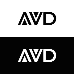 AVD logo. AVD set , A V D design. White AVD letter. AVD, A V D letter logo design. Initial letter AVD letter logo set, linked circle uppercase monogram logo. A V D letter logo vector design.	
