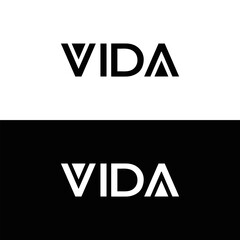 VIDA logo. VIDA set , V I D A design. White VIDA letter. VIDA, V I D A letter logo design. Initial letter VIDA letter logo set, linked circle uppercase monogram logo. V I D A letter logo vector design
