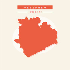 Vector illustration vector of Veszprem map Hungary