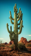 A Majestic Cactus Standing Tall in the Vast Desert