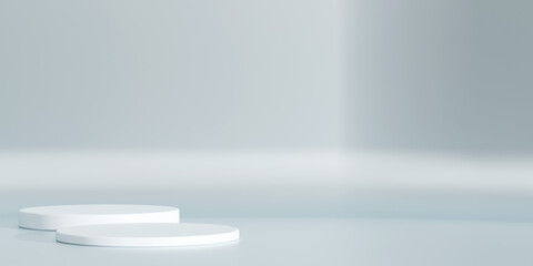 3d display product minimal scene with geometric podium platform. cylinder background 3d rendering with podium. stand for cosmetic products. Stage showcase on pedestal 3d studio