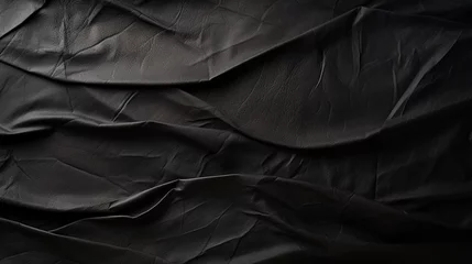 Foto op Aluminium Black crumpled paper texture in low light background © alexkich