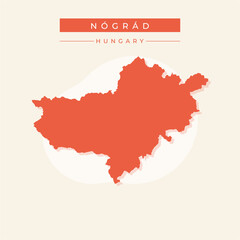 Vector illustration vector of N&oacute;gr&aacute;d map Hungary
