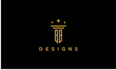 letter bb initial pillar luxury monogram law lawyer logo design