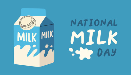 National Milk Day. January 11. Holiday concept. Template for background, banner, card, poster with text inscription.