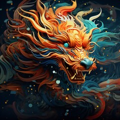 Dragon year abstract art design Generative AI 