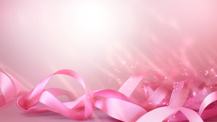 world cancer day wallpaper with pink ribbon with wide copy space for text