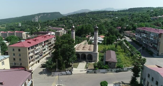 View of Shusha, the cultural capital of the Republic of Azerbaijan, from a drone