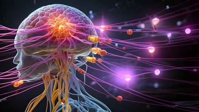 A detailed illustration of the neural pathways that are activated when our brains perceive a threat, triggering our fear response and preparing us for action.