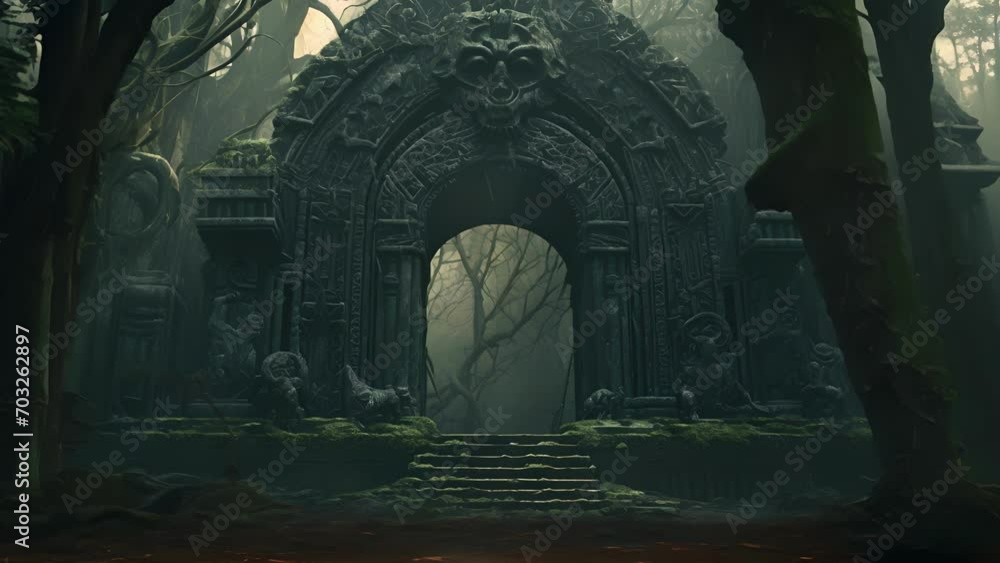 Poster an ancient gateway stands marred by strange symbols foreboding a sense of dread to all who pass thro