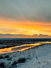 Naklejka premium ICELAND WINTER SUNSET