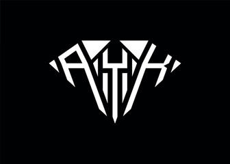 Modern letter A Y K diamond shape logo And initial monogram A Y K letter logo vector template.