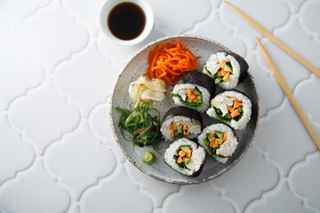 Traditional Korean rolls with vegetables