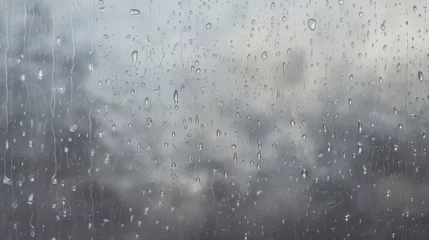 Foto op Aluminium Rain Drops on a Window with a Cloudy Sky © cac_tus