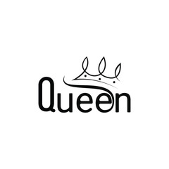 Queen crown logo design ideas with typography