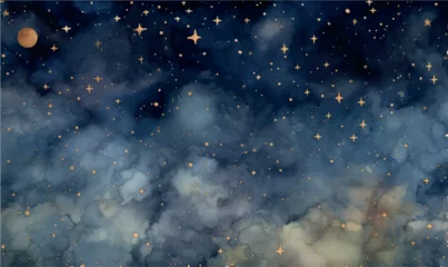 Foto op Canvas watercolor starry night sky background © Irina