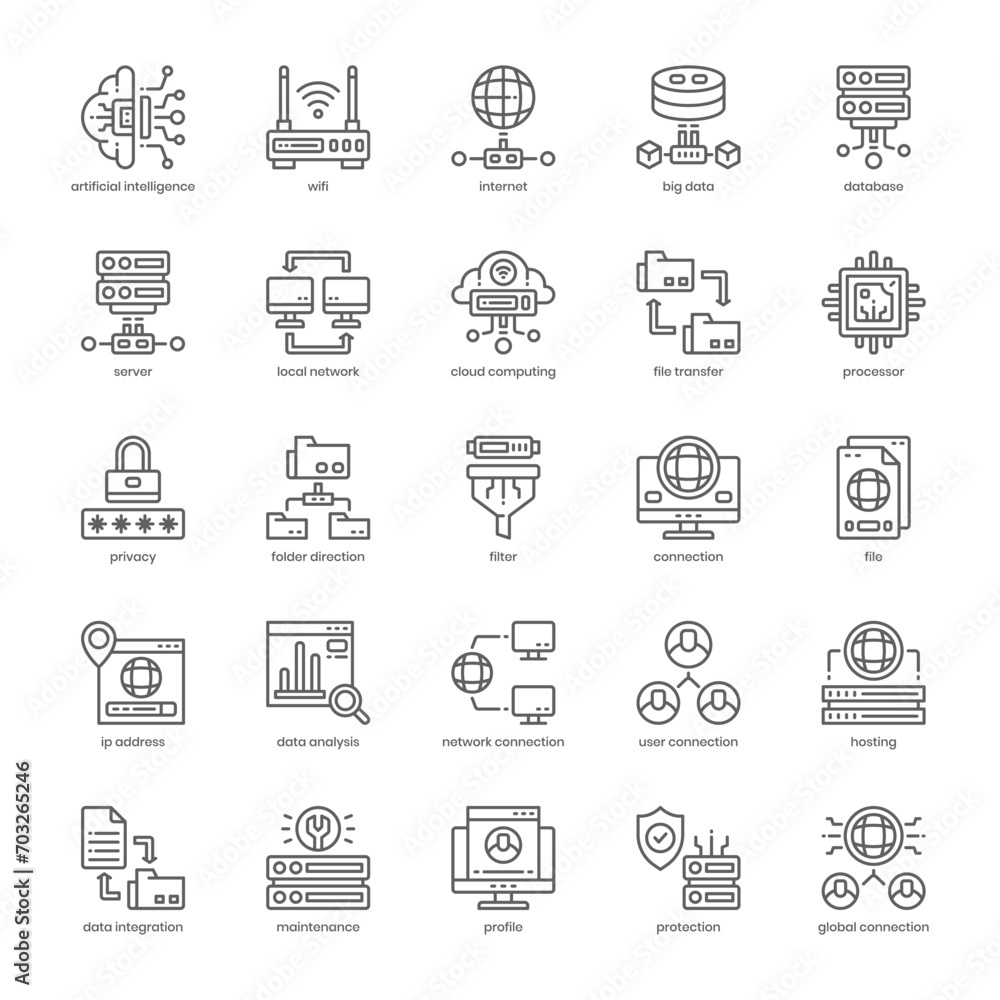 Poster big data icon pack for your website design, logo, app, and user interface. big data icon outline des