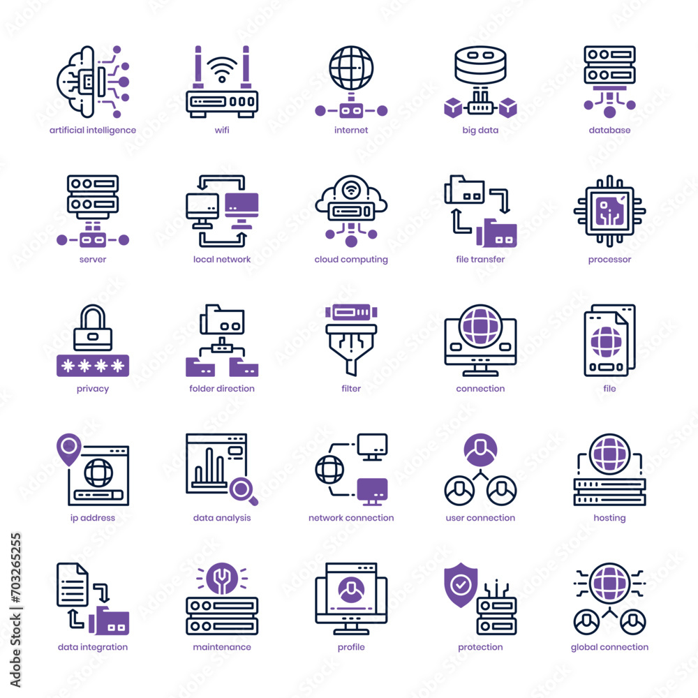 Poster big data icon pack for your website design, logo, app, and user interface. big data icon dual tone d
