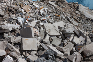 Concrete debris on construction site