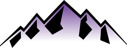 mountain black outline with purple gradient background
