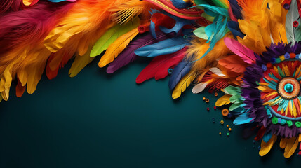 Fototapeta premium Colorful brazilian carnival background copy space on Background, Ai generated image