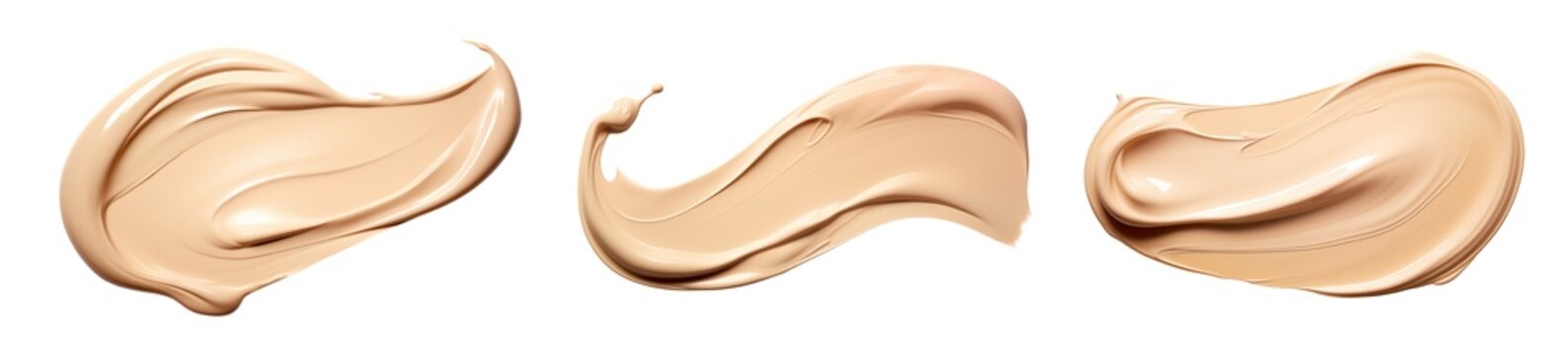 banner set of cosmetic smears of foundation cream on a transparent background